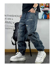Load image into Gallery viewer, Patch Ripped Jeans Denim Cargo Pants
