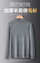 Load image into Gallery viewer, Men's Mock Neck 100% Pure Woolen Sweaters Autumn Winter Warm Cashmere Sweater Solid Knitted Pullovers for Men Slim Knitwear Tops
