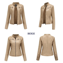 Load image into Gallery viewer, Faux Leather Motorcycle Jacket for Women, Female Coat, Moto Biker, Purple, Black, Zipper windproof jacket leather jacket
