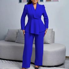 Load image into Gallery viewer, 2 Piece Women Sets Plus Size  New Arrival Matching Two Pieces Sets Blazer Coat Top Pants Suits Outfits Clothing
