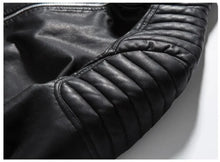 Load image into Gallery viewer, Trendy Men Slim Moto Leather Jackets Coats New Fashion Man Spring Autumn PU Leather Coats Male Solid Casual Thin Leather Coats
