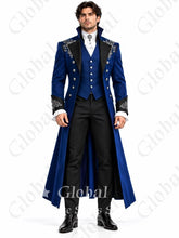 Load image into Gallery viewer, Men's 3 Piece Silver Embroidery Gothic Royal Suit
