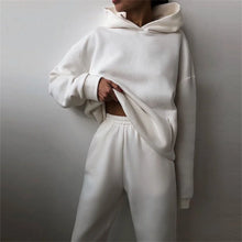 Load image into Gallery viewer, Women's Tracksuit Suit Autumn Fashion Warm Hoodie Sweatshirts Two Pieces Oversized Solid Casual Hoody Pullovers Long Pant Sets
