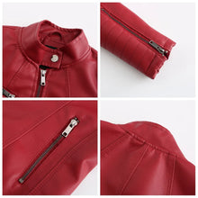 Load image into Gallery viewer, Faux Leather Motorcycle Jacket for Women, Female Coat, Moto Biker, Purple, Black, Zipper windproof jacket leather jacket
