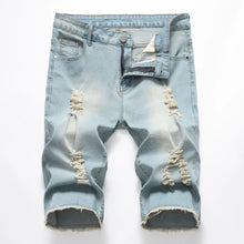 Load image into Gallery viewer, 2026 Summer Men's Red Rose Embroidered Jeans Shorts, Fashion Casual Shorts Black Blue White Men Torn and Frayed Denim Shorts
