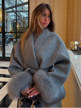 Load image into Gallery viewer, Luxury Mixed Color Faux Fur Long Sleeves Jacket
