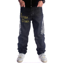 Cargar imagen en el visor de la galería, Nanaco - Pantalones vaqueros holgados para hombre, estilo hip hop, para patineta, baile callejero, hip hop, rap, negros, talla china 30-46
