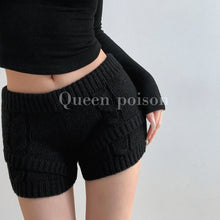 Load image into Gallery viewer, Womens Knitted Shorts Thick Drawstring Elastic Waist Soft Breathable High Waist Female Versatile Y2k Casual Knitting Mini Shorts
