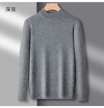 Load image into Gallery viewer, Men's Mock Neck 100% Pure Woolen Sweaters Autumn Winter Warm Cashmere Sweater Solid Knitted Pullovers for Men Slim Knitwear Tops
