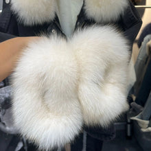 画像をギャラリービューアに読み込む, Fox Fur Denim Fleece-Lined and Batwing Sleeve Cotton Coat
