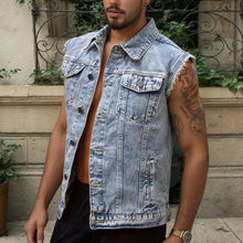 Load image into Gallery viewer, Jackets For Man Coat Spring New Denim Vest Trend Single Row Buttons Sleeveless Mens Waistcoat Outerwear
