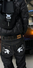 Lade das Bild in den Galerie-Viewer, Casual  Print Letters Straight Wide Legs Black Baggy Jeans
