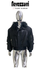 Load image into Gallery viewer, Mauroicardi Autumn Winter Short Oversized Black Warm Pu Leather Jacket Men with Faux Fur Trim Hood Loose Casual Korean Fashion
