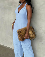Load image into Gallery viewer, Halter Tied Detail Pocket Design Jumpsuit
