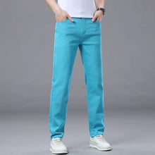 Load image into Gallery viewer, Slim Elastic Jeans Men's Colorful Fashion Korean Pants Spring Autumn Soft Comfortable Casual Straight Denim Trousers Streetwear
