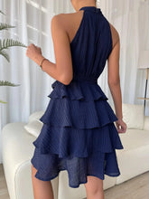 Load image into Gallery viewer, Women's Red Mini Dress Vestidos 2025 Summer Fashion Sexy Style Halter Sleeveless Ruffle Edge Tied Woman Dresses Women Sundress
