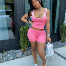 Lade das Bild in den Galerie-Viewer, Women's Fashion Sexy Sports Solid Color Tank Top Shorts Set
