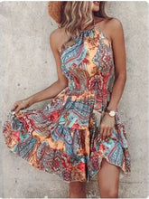 Load image into Gallery viewer, Bohemian Sleeveless Female Sexy Suspender Painted Printed Dresses
