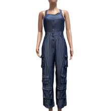 Cargar imagen en el visor de la galería, Pantalones cargo de mezclilla con empalmes para mujer
