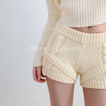 Load image into Gallery viewer, Womens Knitted Shorts Thick Drawstring Elastic Waist Soft Breathable High Waist Female Versatile Y2k Casual Knitting Mini Shorts
