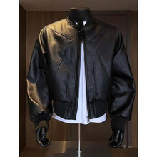 Load image into Gallery viewer, Men Coats Faux Leather Jackets Turn Down Collar Pu Coat
