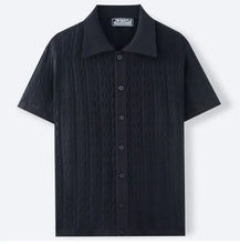 Load image into Gallery viewer, Summe Embroidery Men's Short Sleeved Fashion knitted Shirt 2025 Men's Business Solid Color Casual Button Cardigan POLO Shirt Top

