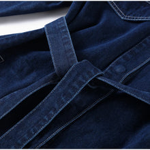 Load image into Gallery viewer, Casual Denim Jacket Pants Set Women Lace Up Lapel Pocket Single Breasted Coat Straight Jeans 2025 Spring High Street Outfit Lady
