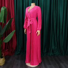 Load image into Gallery viewer, Elegant Pleated Jumpsuits &amp; Rompers Full Sleeve V Neck High Waisted Fashion Ladies Birthday Party Dinner Outfits Overalls Cloth
