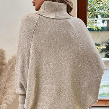 画像をギャラリービューアに読み込む, Twisted Sweater Turtleneck Button Bat-sleeve Design Pullover
