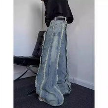 Cargar imagen en el visor de la galería, Pantalones vaqueros rectos con borlas personalizadas, de moda urbana de primavera y otoño para parejas, holgados, retro, de pierna ancha, informales
