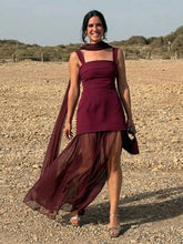 Cargar imagen en el visor de la galería, Women Loose Sleeveless Patchwork Mesh Split Scarf  Dresses
