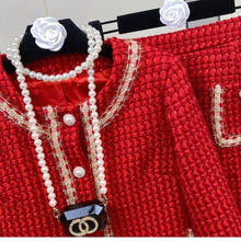 Load image into Gallery viewer, Women Elegant Vintage Tweed Fragrant Top And Skirt Two Piece
