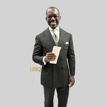 Load image into Gallery viewer, Men's Suit 2-Piece (Jacket+Pants) lightweight Striped Double Breasted Blazer
