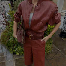 Load image into Gallery viewer, Street Women's Cropped Leather Jacket Skirt Set Stand Collar Zipper Coats Pleated Mini Skirts 2026 Spring Lady Fashion Suit
