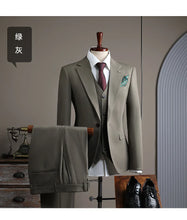 Load image into Gallery viewer, High Quality Men's Suit (jacket+vest+pants) Formal Business Office Men's Suits Groom Wedding Party Dress Solid Color Suit S-4XL
