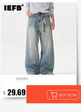 Load image into Gallery viewer, IEFB Fashion Loose Men's Straight Denim Pants American Style Casual Worn-out Design Wide Leg Jeans Summer New Trend 9C6256
