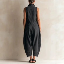 Load image into Gallery viewer, Jumpsuits Women Rompers Summer Fashion Sleeveless Lapel Loose Comfortable Solid Pocket Vacation Casual Jumpsuits Womens Clothing
