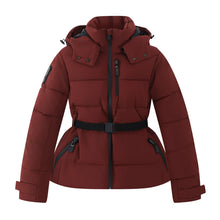 Load image into Gallery viewer, Women's Hooded High Waist Padded Parkas Coats with Belt Female Elegant Pockets Skiing Jackets

