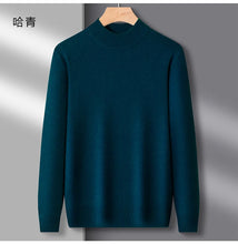 Load image into Gallery viewer, Men's Mock Neck 100% Pure Woolen Sweaters Autumn Winter Warm Cashmere Sweater Solid Knitted Pullovers for Men Slim Knitwear Tops
