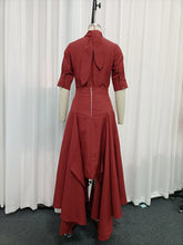 Load image into Gallery viewer, TWOTWINSTYLE Solid Two Piece Sets for Women Stand Collar Short Sleeve Top High Waist Split A Line Skirt Casual Set Female New
