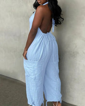 Load image into Gallery viewer, Halter Tied Detail Pocket Design Jumpsuit
