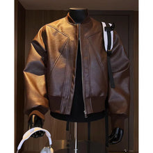 Load image into Gallery viewer, Men Coats Faux Leather Jackets Turn Down Collar Pu Coat
