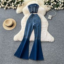 Cargar imagen en el visor de la galería, Conjunto de pantalón vaquero sexy de manga corta
