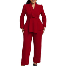 Load image into Gallery viewer, 2 Piece Women Sets Plus Size  New Arrival Matching Two Pieces Sets Blazer Coat Top Pants Suits Outfits Clothing
