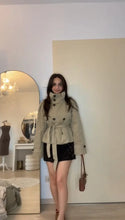 Load image into Gallery viewer, Belted Waist Cropped Women Double Breasted Casual Vintage Jacket
