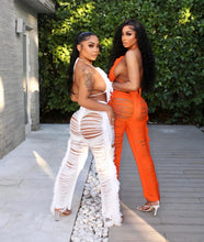 Load image into Gallery viewer, Sexy Two Piece Pant Sets Women Hollow Out Trousers Matching Sets Strapless Tassels Hole Pencil Pants Suits High Street Summer
