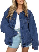Load image into Gallery viewer, Women's  Denim Long Sleeve Oversized Button Jacket
