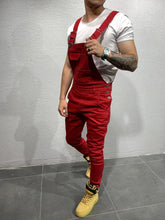 Load image into Gallery viewer, Men's Tie Dye Denim Overalls, Slim Fit and Slimming  Jeans
