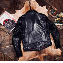 Load image into Gallery viewer, YR!Top.Classic 613 Motor Biker Style, Retro Genuine Leather Jacket, Luxury Tanned Cowhide Coat, Vintage Leather, 1.5mm Horsehide

