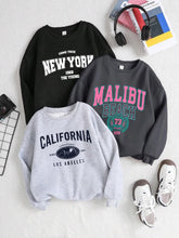 Load image into Gallery viewer, New York California Malibu Letter Sweatshirts Winter Women Casual Loose Hoodie Fleece Warm Crewneck Pullover Comfortable Clothes
